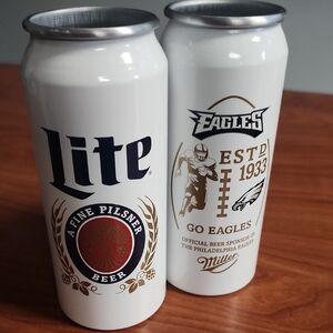 Set of 2 Eagles Edition  White Beer Cans